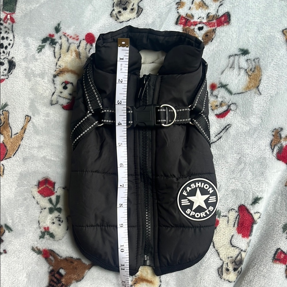 Black and White M Quilted Dog Vest with Adjustable Strap